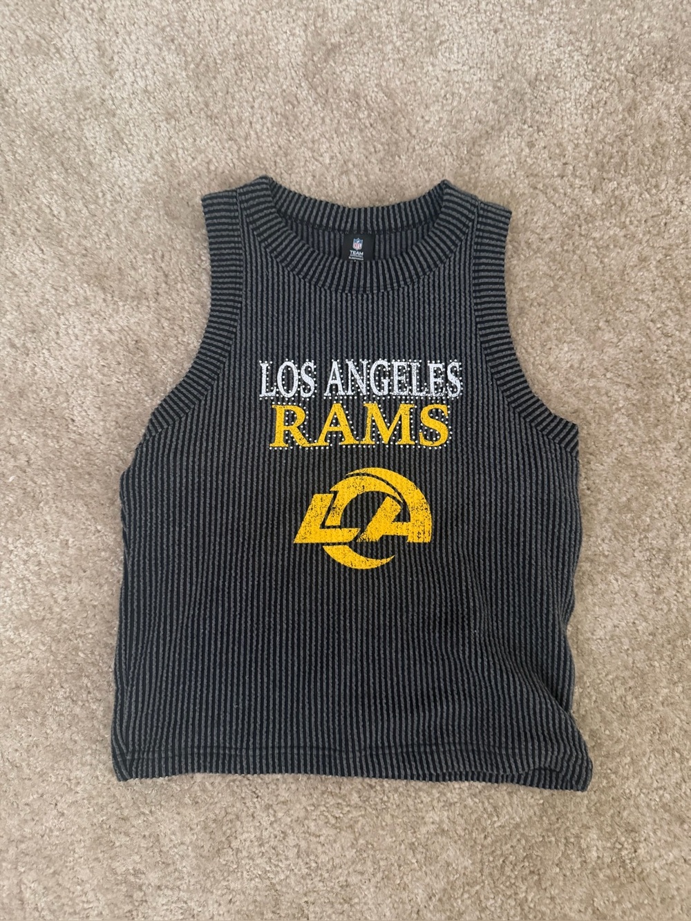 Los Angeles Rams Womens Gray & Yellow Ribbed Tank Top